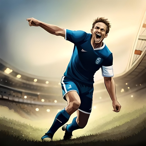 A sportsman running with a victory sign