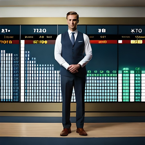 A man in front of a Fantasy League statistics screen