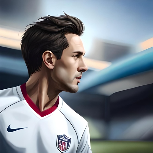 A footballer looking off into the distance