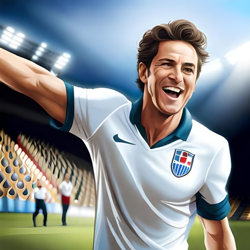A football player happy to win his match