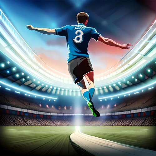 A sportsman jumping for joy at having won